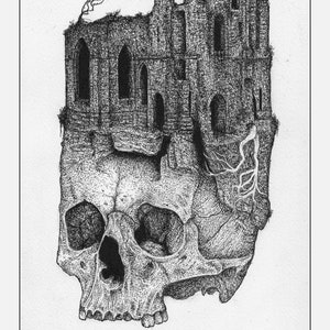 Skull Ruin A3 print