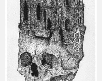 Skull Ruin A3 print