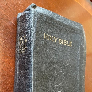 Vintage, Black Soft Leather Bound Holy Bible.  Old and New Testament English Vintage Bible.