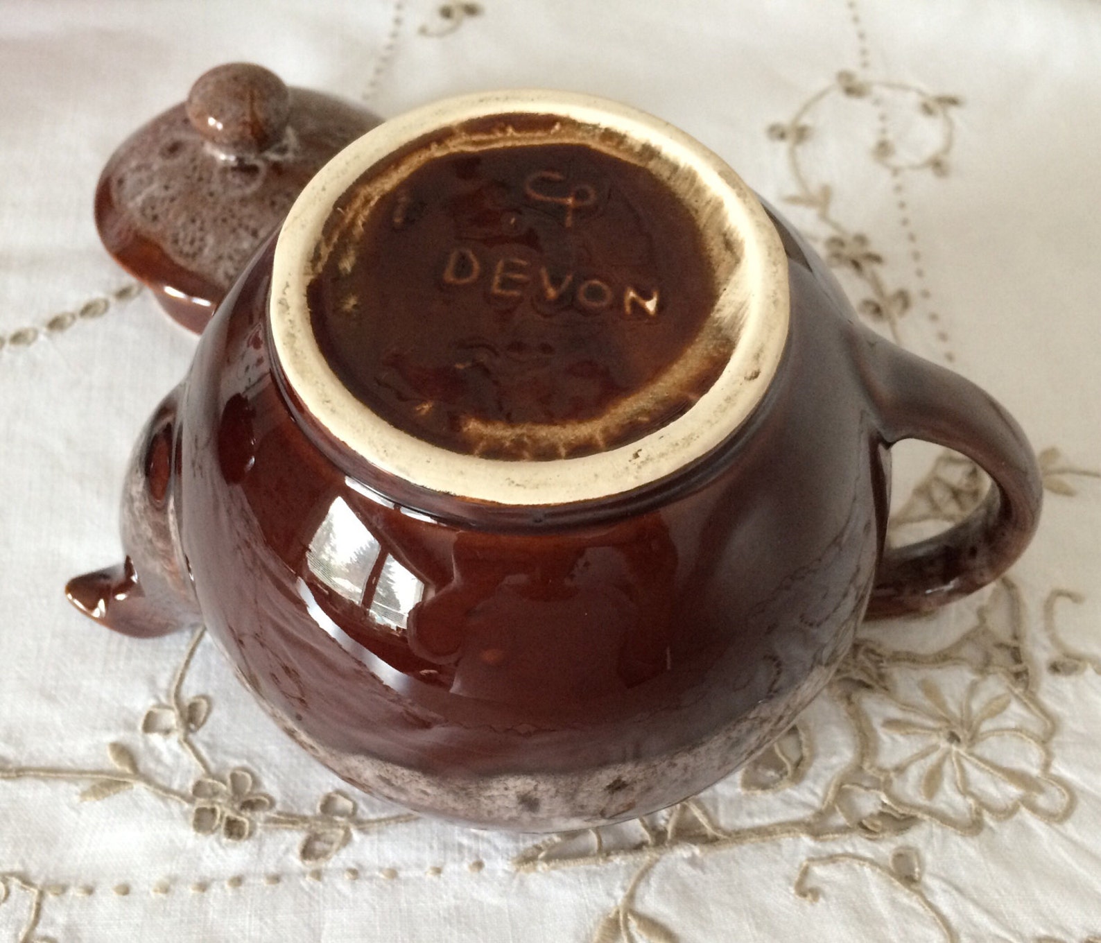 Churston Pottery Devon England Brown Teapot with Pretty Etsy