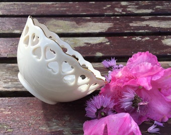 Lenox 24K Gold Rimmed Dish with Pierced Heart Design. For Candy, Nuts or Trinket Dish.