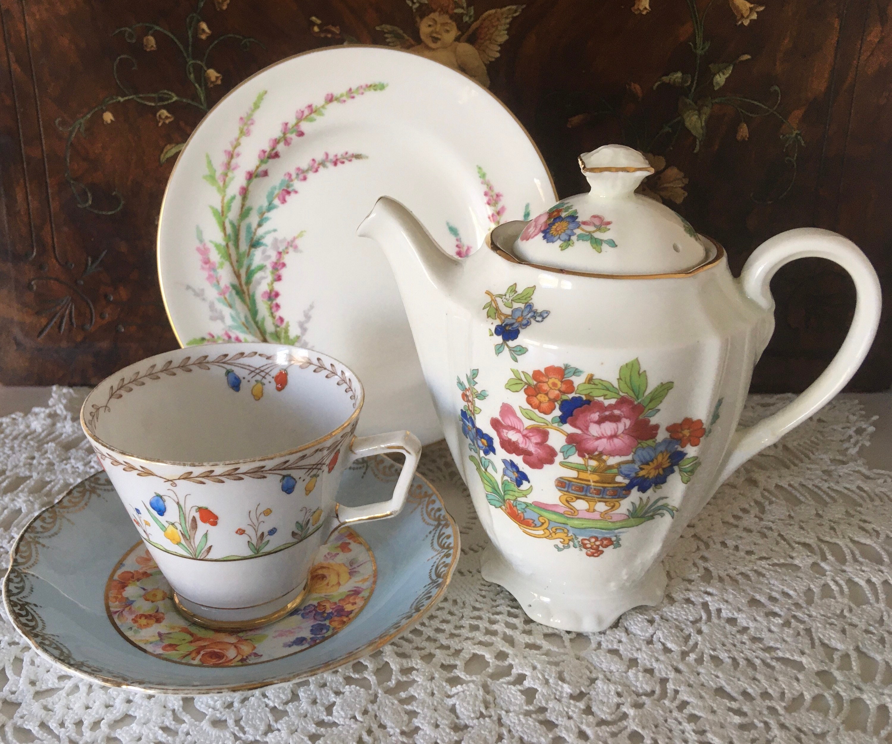 ロイヤルドルトン】【完品】100年前アンティーク5セットカップソーサー皿