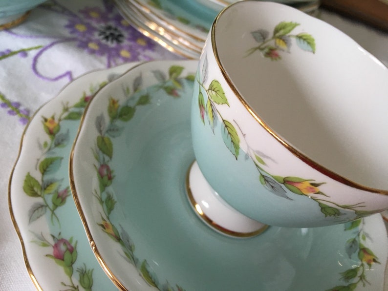 Roslyn Fine Bone China English Trio Tea Cup Saucer and Etsy