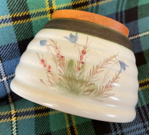 BUCHAN Vintage Scottish Pottery Lidded Honey/jam Pot Decorated 