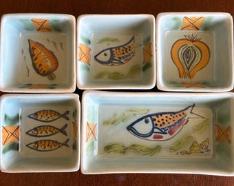 Vintage Buchan Portobello Stoneware Dish Scottish Blue Floral Mid