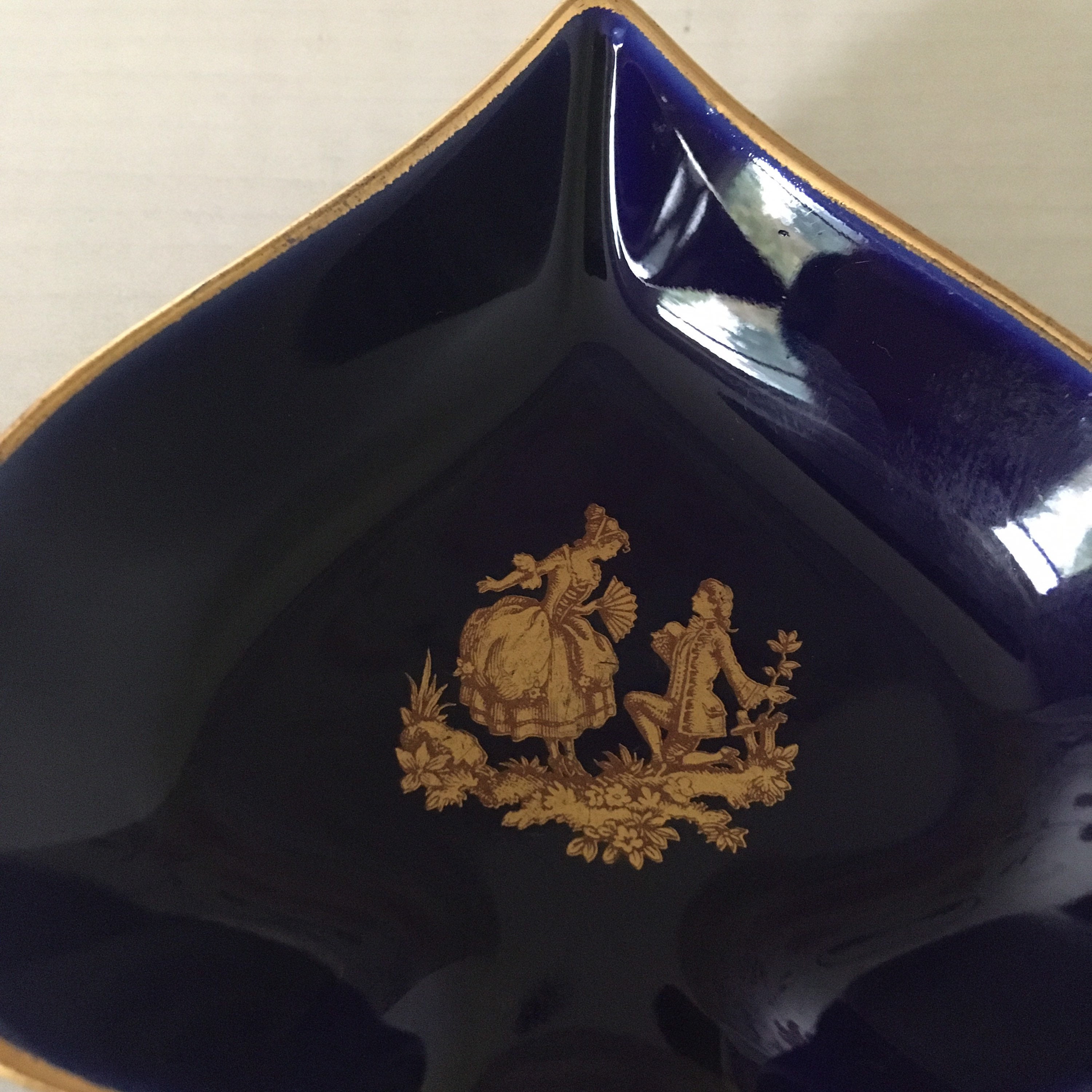 リモージュ フランス コバルトブルー＆22Kゴールド フラゴナール 皿