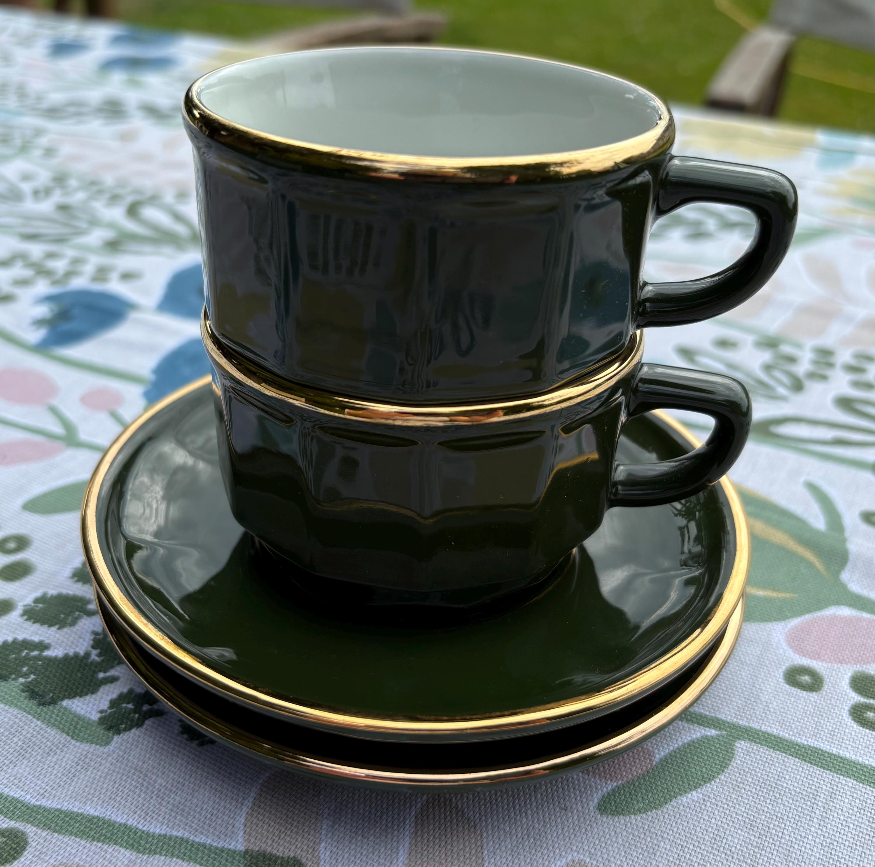 Set of Two, Vintage Yves Deshoulieres APILCO Coffee Cups and
