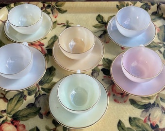 Service à Café Vintage Arcoroc Octime – Années 90 – Noir – Tasse Et Soucoupe