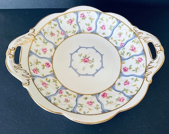 Vintage Coalport Trellis Rose Handled Bone China Serving Dish