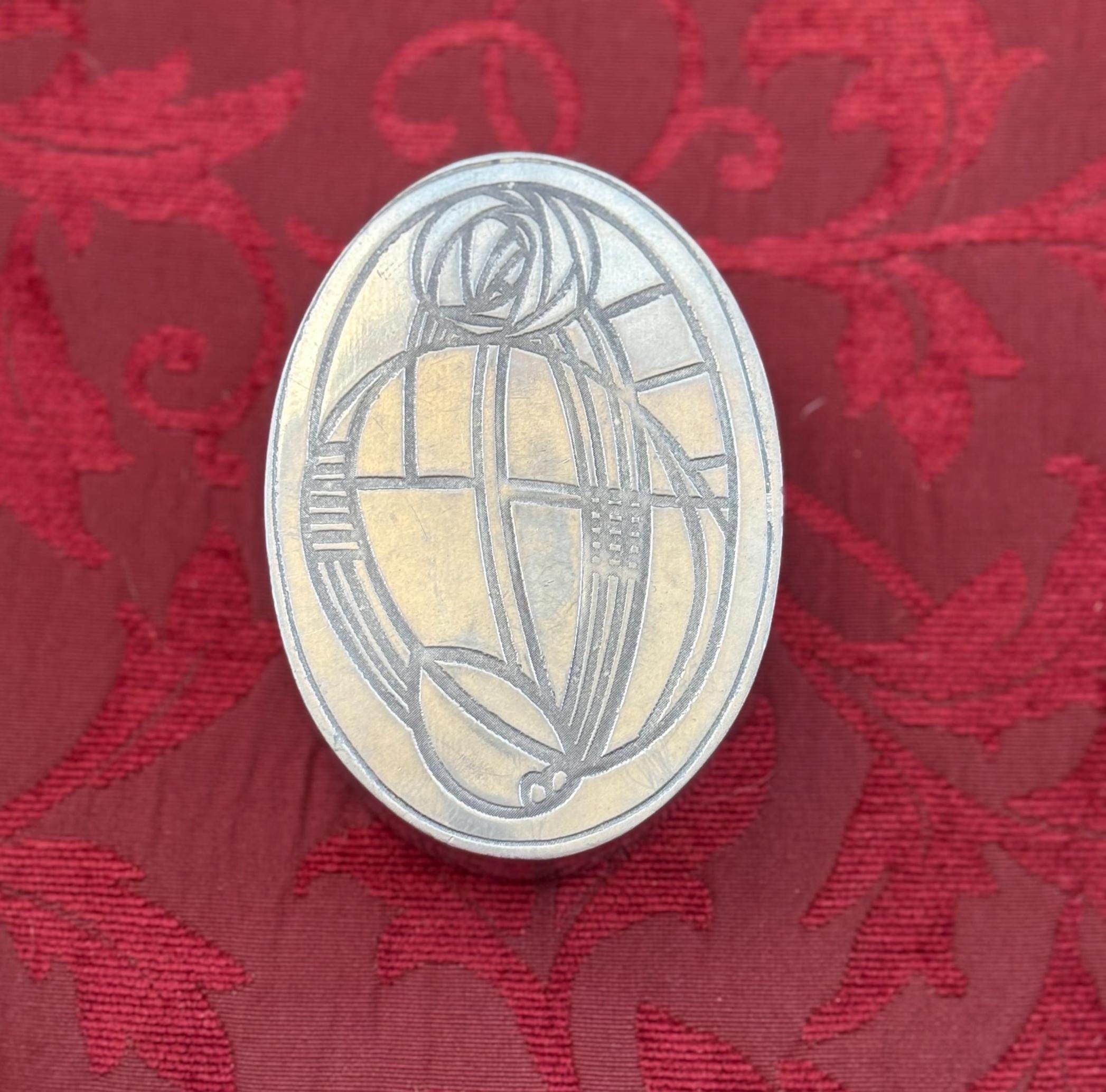 Vintage Charles Rennie Mackintosh Pewter Trinket Box. Art Nouveau