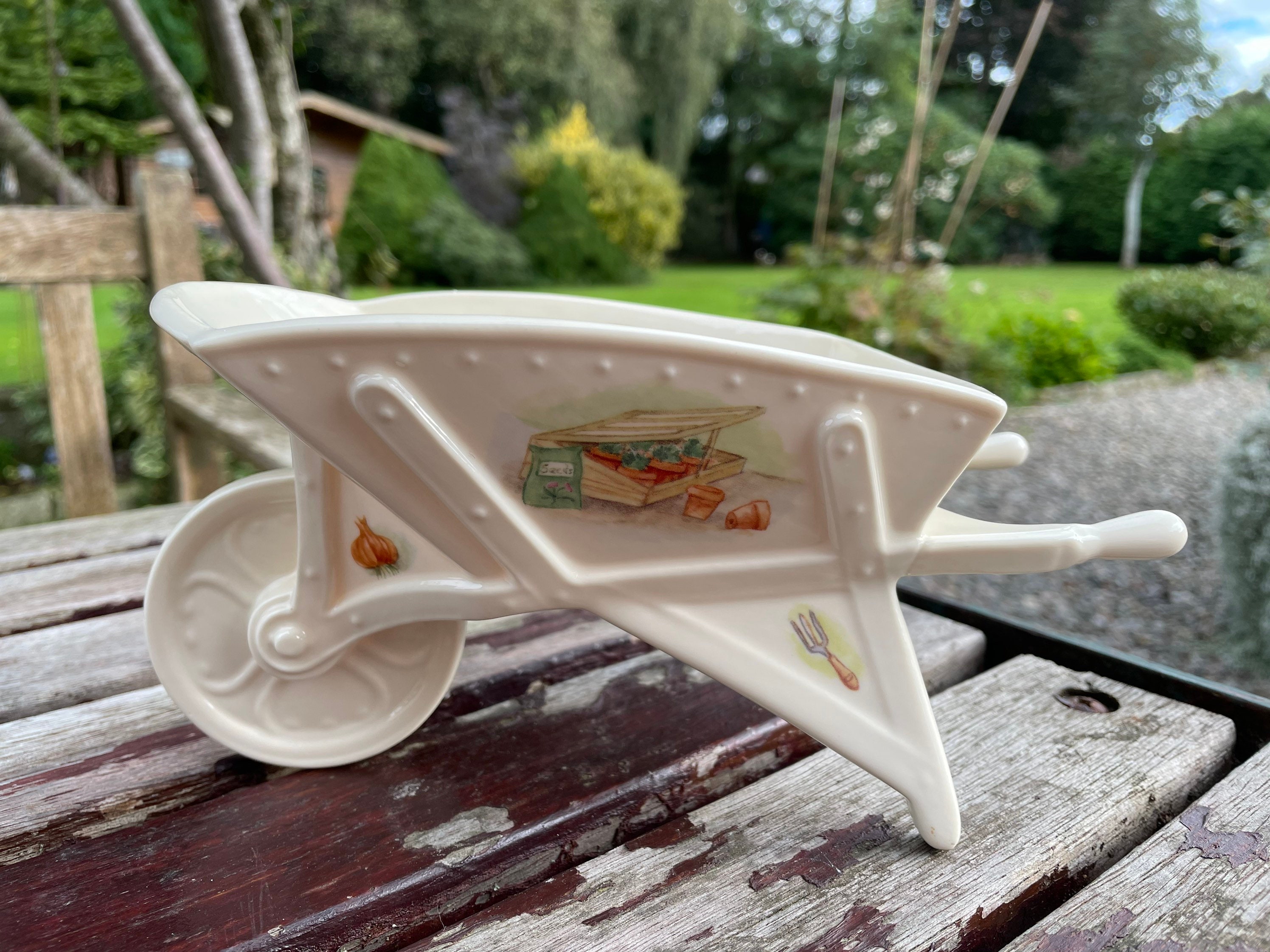 Aynsley Edwardian Kitchen Garden Wheelbarrow Ornament. Fine Bone China With Pretty Decorative Pictures. Perfect Gift for Gardener. Etsy