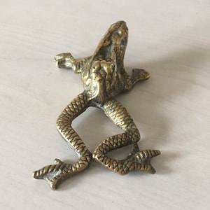 Brass Frog Figurine/Paperweight.  Decorative Addition to Home Office.  Nice Vintage Collectable Gift For Frog Lover..