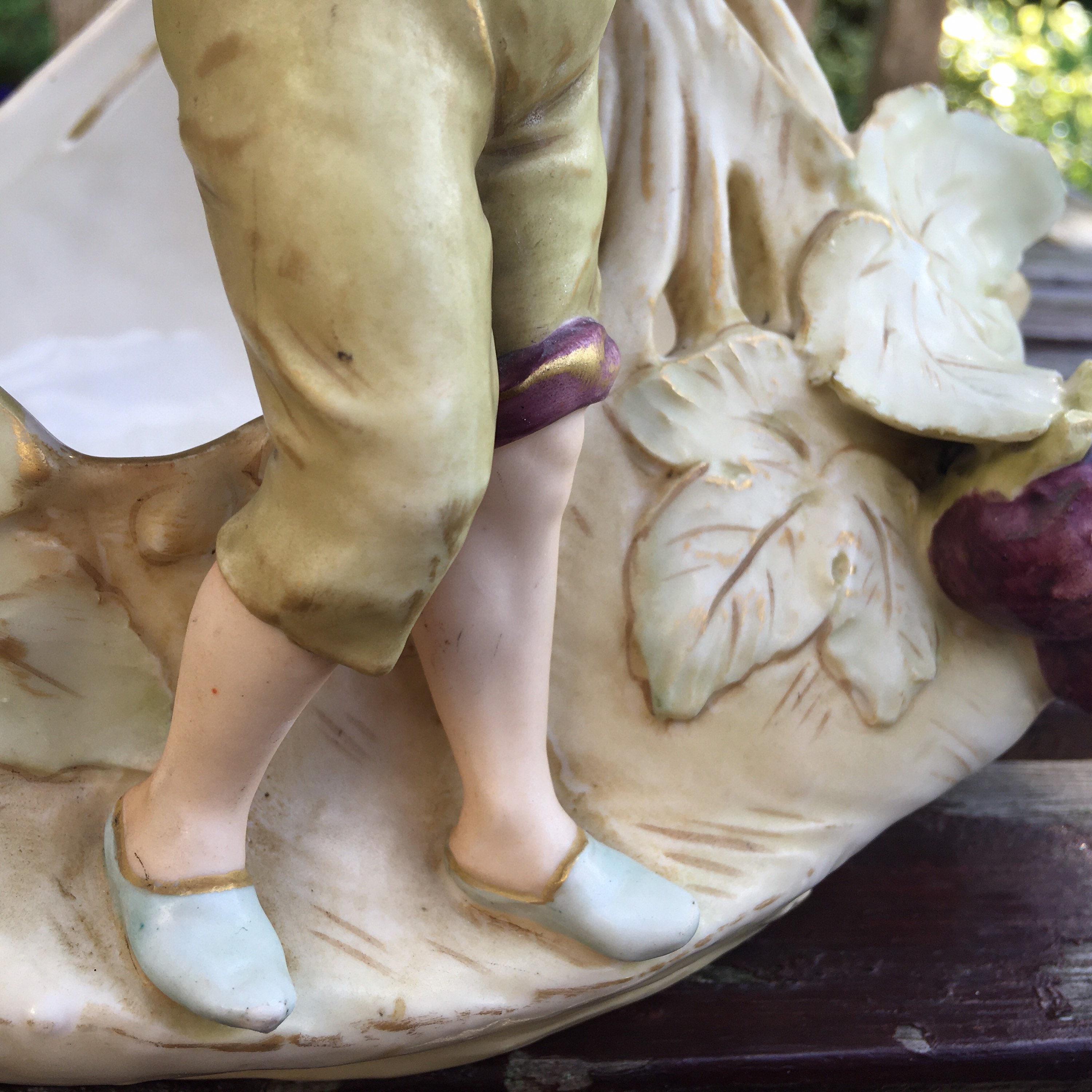 Antique Royal Dux Bohemia Figurine Centrepiece of Boy Beside