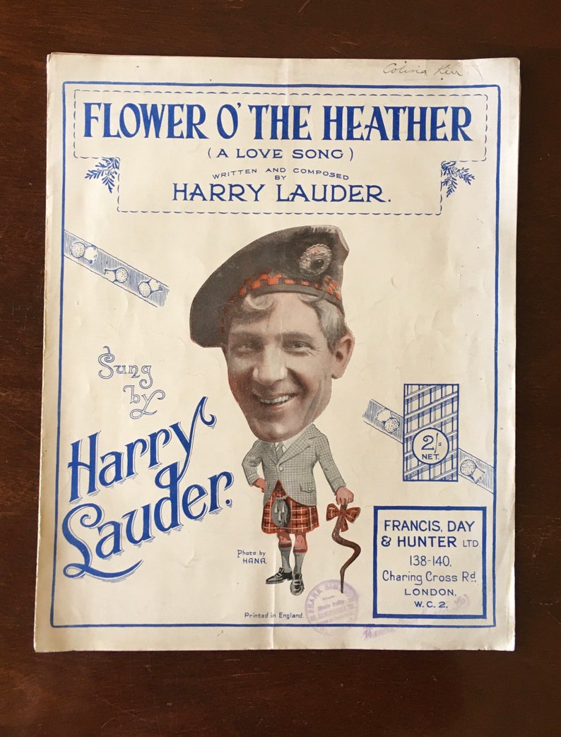 1920s Harry Lauder Sheet Music The End of The Road and Flower O' The Heather A Love Song. Portrait Photographs by Hanna London. image 5