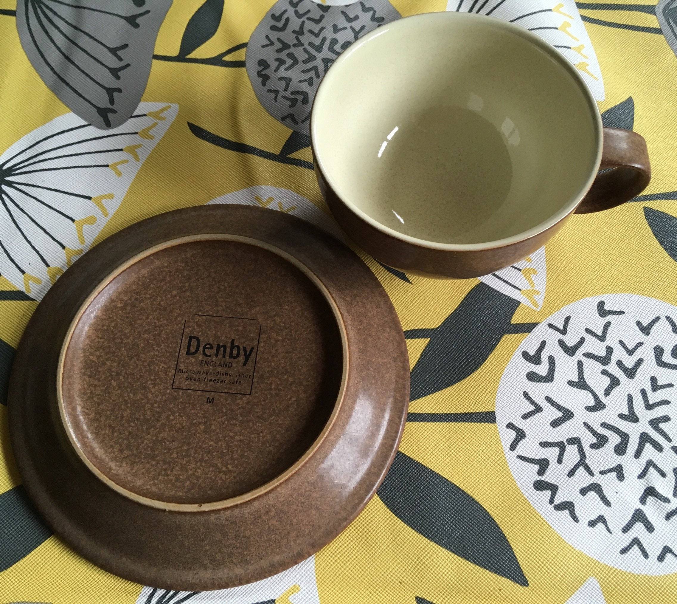 Denby cup saucer vintage set of two stoneware brown drip glaze England Drink & Barware Drinkware