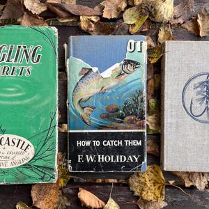 Libri di pesca d&#39;epoca, trota, salmone, segreti della pesca, 1948-1963