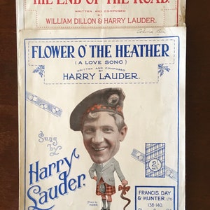 1920s Harry Lauder Sheet Music The End of The Road and Flower O' The Heather A Love Song. Portrait Photographs by Hanna London. image 8