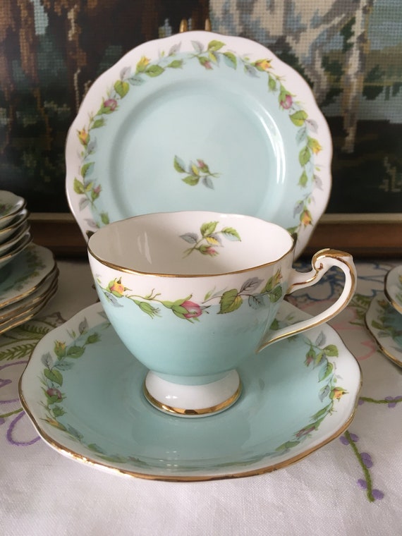 Roslyn Fine Bone China English Trio Tea Cup Saucer and Etsy