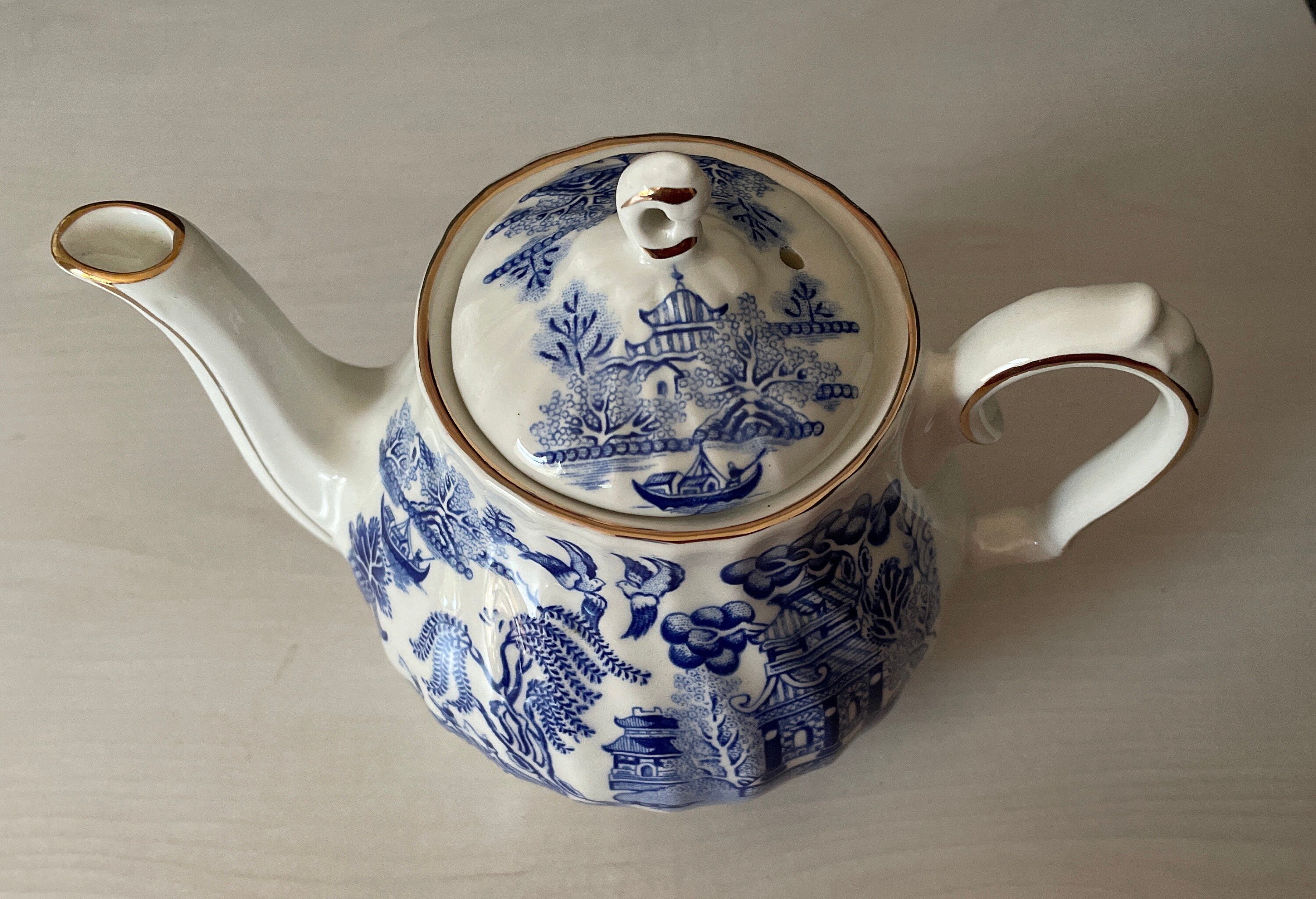 SADLER WILLOW PATTERN Teapot. Blue and White Small 2 Cup Etsy