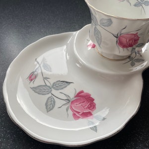 Royal Albert Trent Rose Tennis Plate and Richmond Teacup. Pretty Pink Rose Pattern. English Bone China Tennis Set/Snack Tray/Luncheon Tray.