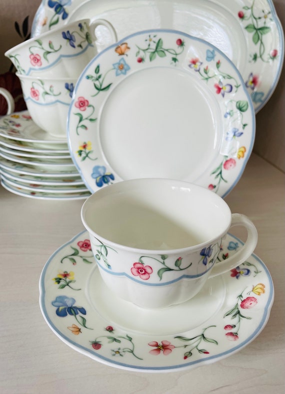 Villeroy & Boch Mariposa Trio Set, Floral Bone China Tea Cup