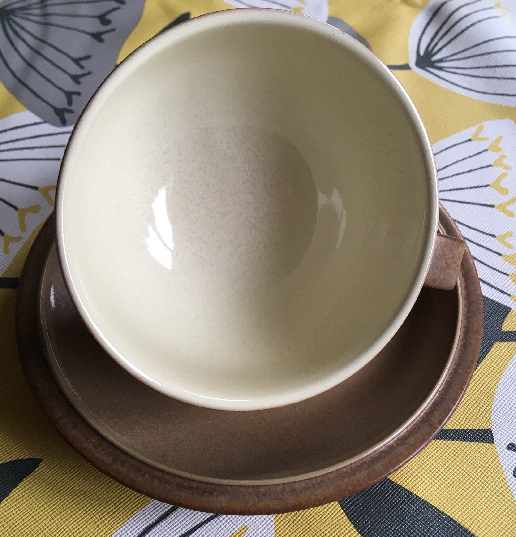 Denby cup saucer vintage set of two stoneware brown drip glaze England Drink & Barware Drinkware