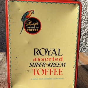 Vintage SHARP&#39;S Super-Kreem Toffee 7 LBS Tin/Box. English Advertising Tin. Great Collectable!