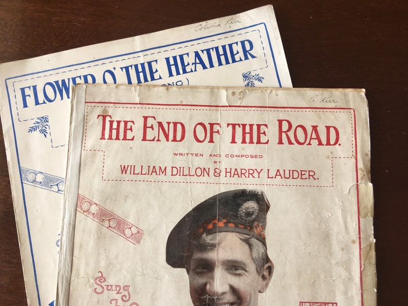 1920s Harry Lauder Sheet Music The End of The Road and Flower O' The Heather A Love Song. Portrait Photographs by Hanna London. image 10