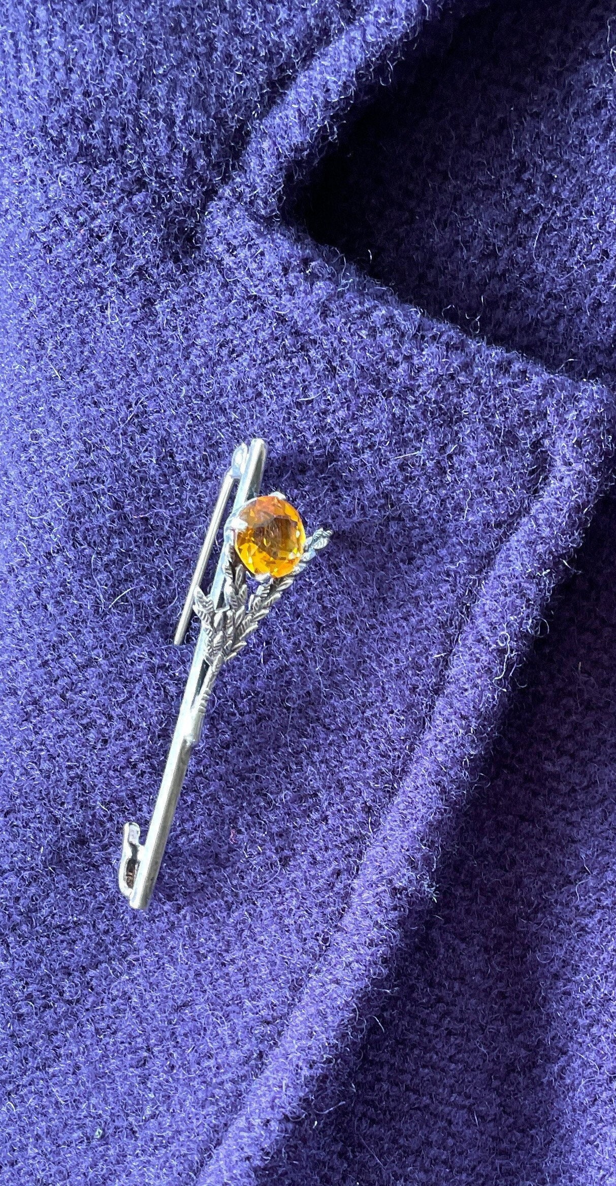 ヴィンテージ スコットランド シルバー ヘザー ブローチ（シトリン