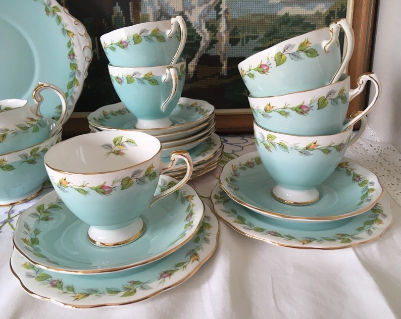 Roslyn Fine Bone China English Trio Tea Cup Saucer and Etsy