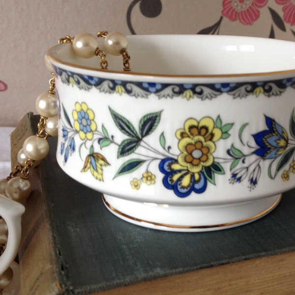 RESERVED Vintage Paragon "COMTESSA" Sugar Bowl, in Fine Bone China. Lovely Blue and Yellow Flowers.