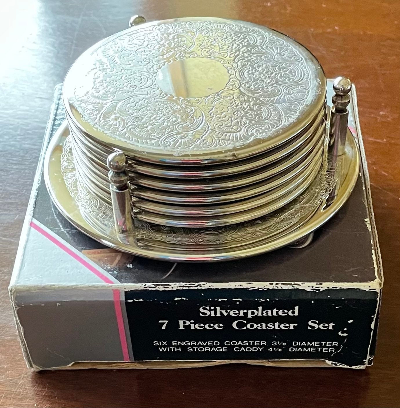 【予約販売】本 Ornate Silver Plated Coaster Set. Six Coasters with Matching アンティーク雑貨