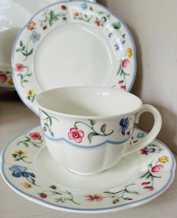 Villeroy & Boch Mariposa Trio Set, Floral Bone China Tea Cup