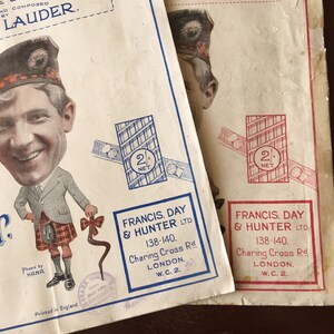 1920s Harry Lauder Sheet Music The End of The Road and Flower O' The Heather A Love Song. Portrait Photographs by Hanna London. image 9