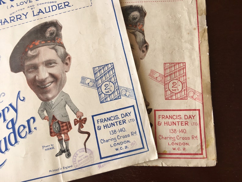 1920s Harry Lauder Sheet Music The End of The Road and Flower O' The Heather A Love Song. Portrait Photographs by Hanna London. image 9