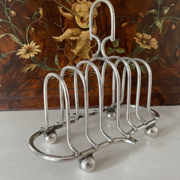 Antique Silver Plated Six Slice Toast Rack/Letter Rack by Lee & Wigfull, Sheffield.   English Silver Plated Toast/Letter Rack.