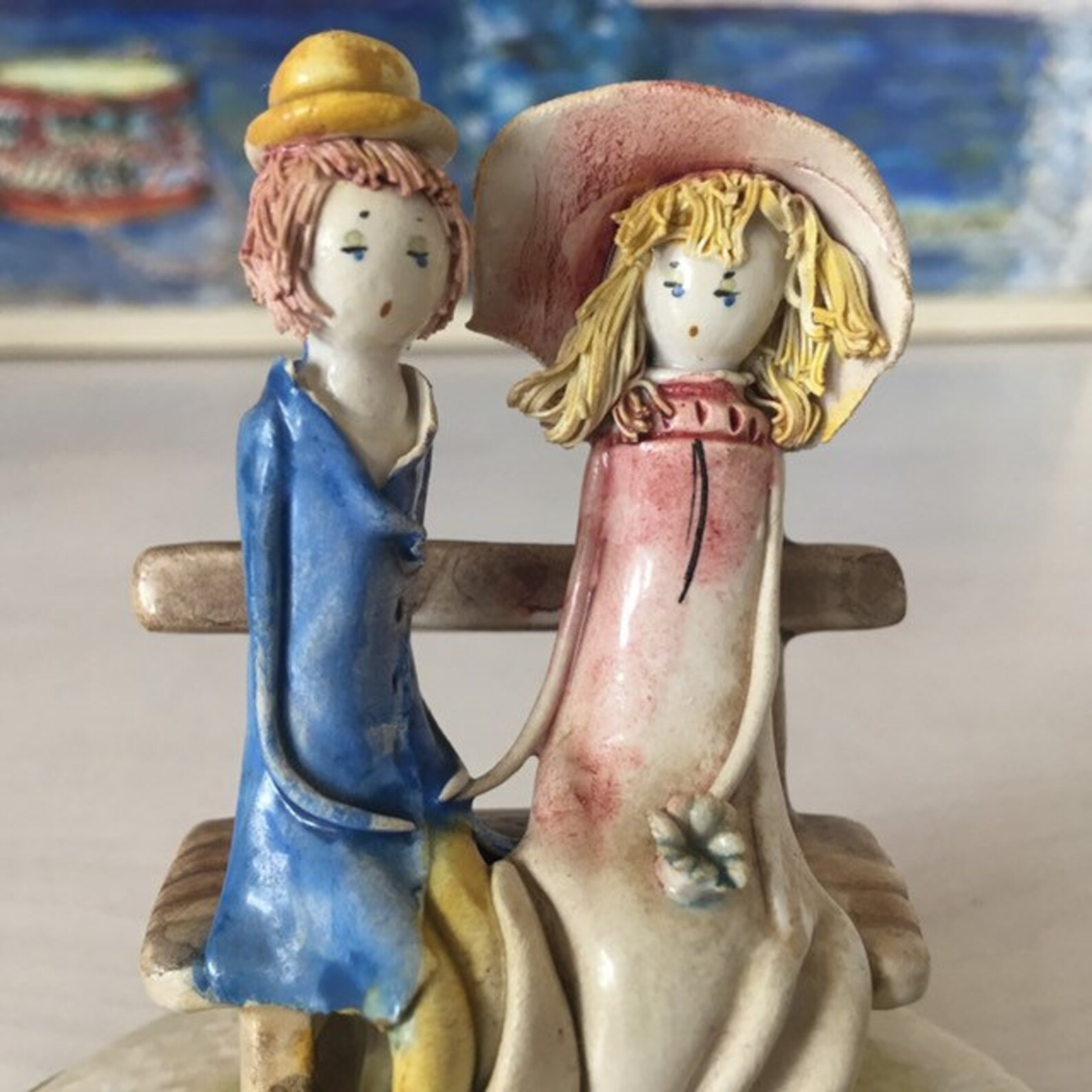 Porcelain Italian Figurine of Whimsical Couple Sitting on Etsy UK