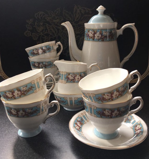 English 15 Piece Coffee Set. JADE ROSE by Royal Grafton, Coffee 