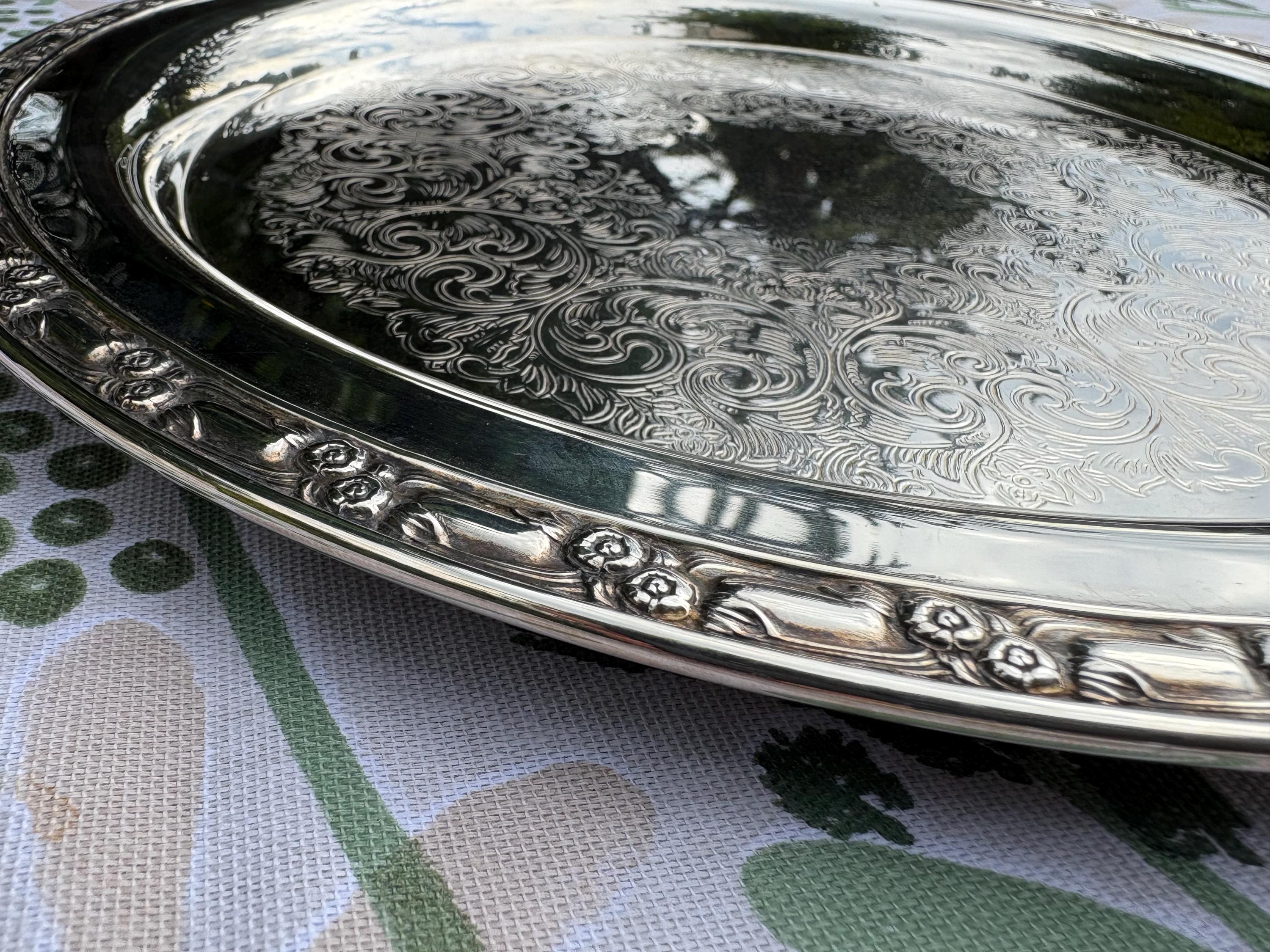 Ornate Oneida Silver Plated Serving Tray, Drinks Tray, 12.5 In - Etsy