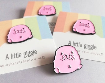 A little giggle enamel pin, cute enamel brooch, friendship, laughter, supportive enamel badges
