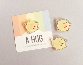 A hug magnet, cute mini positive fridge magnet, tiny, friendship, postable hug and love, supportive, recycled acrylic