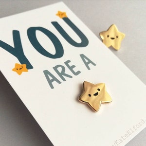 Seconds - You are a star enamel pin, tiny gold star, cute positive brooch, friendship, supportive badge gift