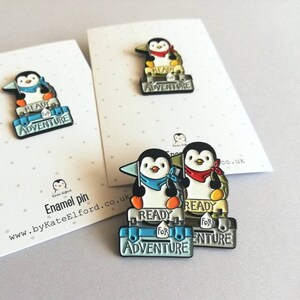 Penguin adventure enamel pin, ready for adventure, uni, hiking, life, travel, journey, new job, new home, college, University