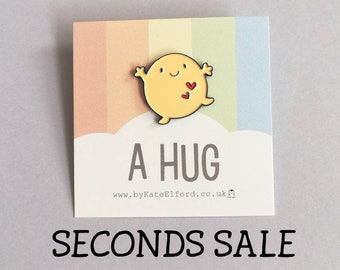 Seconds. A hug enamel pin, cute, positive enamel brooch, friendship, supportive enamel badges, happy gift