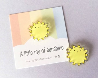 Mini imán "Un pequeño rayo de sol": un bonito imán para nevera con un sol positivo, regalo solidario, acrílico reciclado.