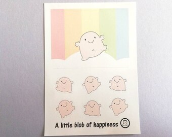 A little blob of happiness vinyl sticker sheet, cute, positive happy, friendship, supportive stickers, planner, journal