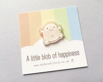 A little blob of happiness magnet, tiny recycled acrylic, mini cute pink blob, positive gift, friendship, supportive, care