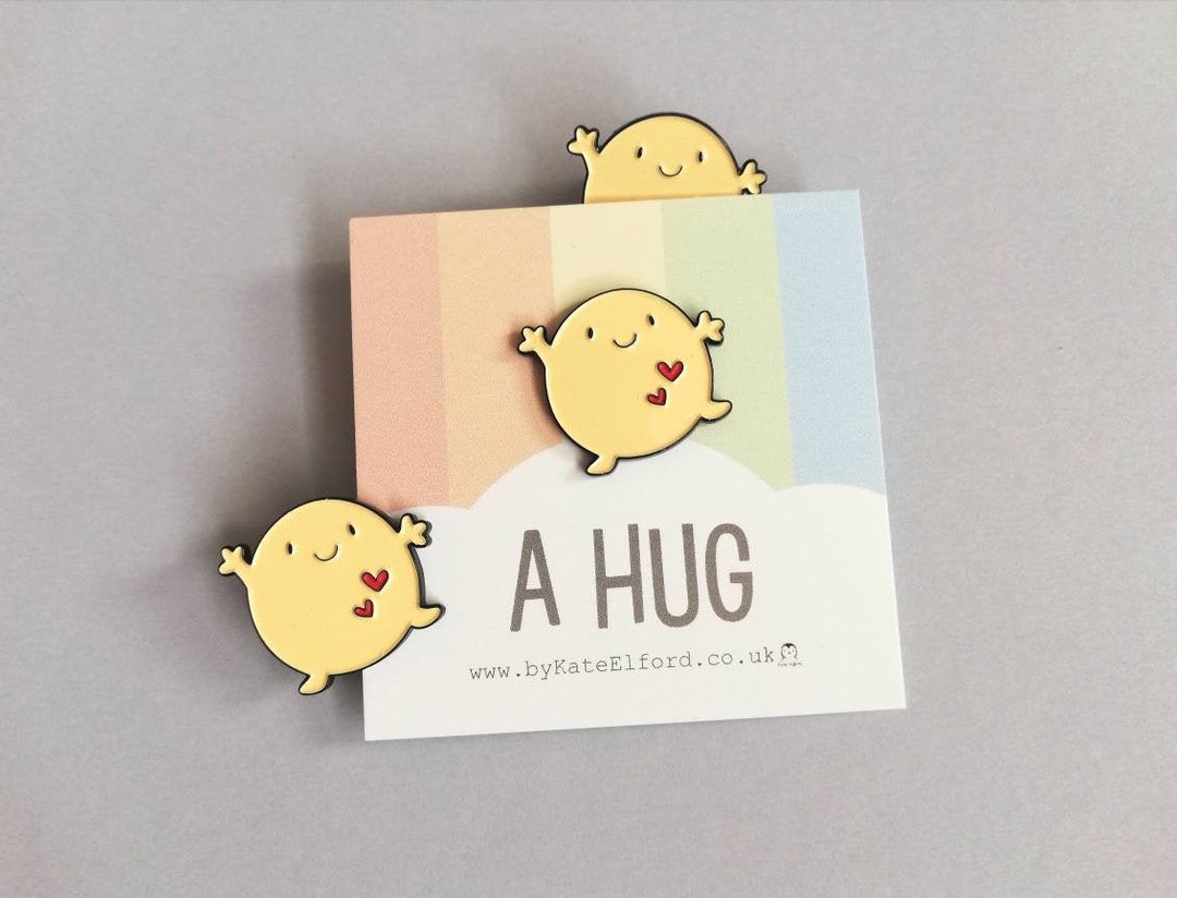 A Hug Enamel Pin Cute Happy Blob Positive Enamel Brooch - Etsy
