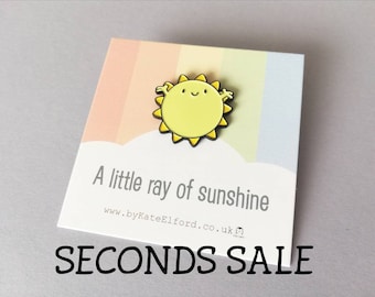 Seconds. A little Ray of sunshine enamel pin, cute sun, positive enamel brooch, supportive, friendship, care badge.