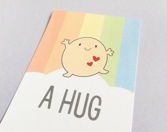 A hug postcard. A happy, positive message for posting or framing